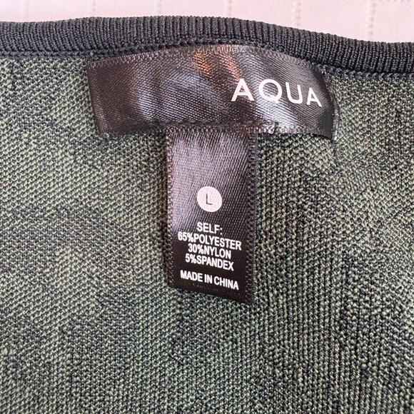 AQUA Leopard animal print Jacquard Long Sleeve Top Black and Green - Picture 8 of 11